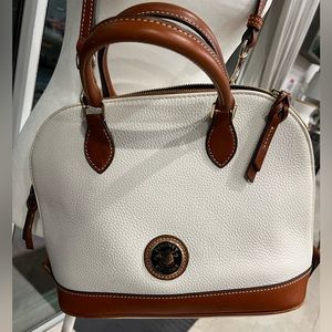 Dooney and Bourke Pebble Leather Zip Zip Satchel - White